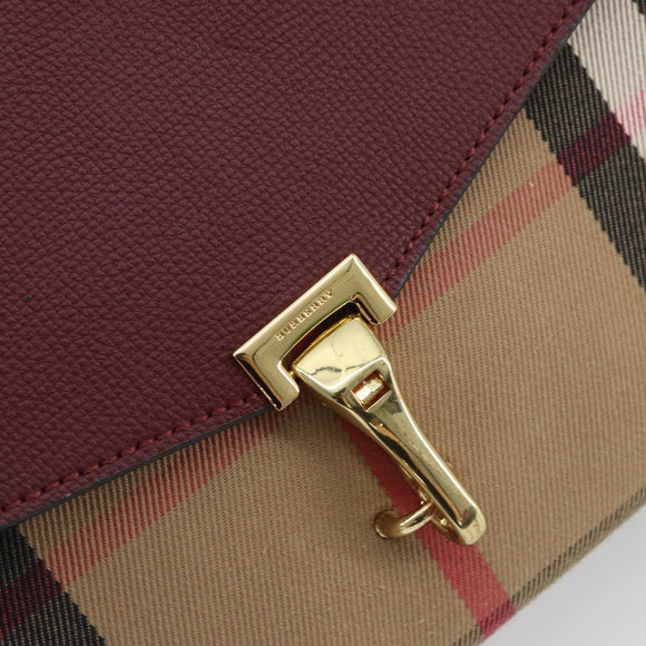 BURBERRY Nova Check Shoulder Bag Canvas Beige Gold Auth 179304
