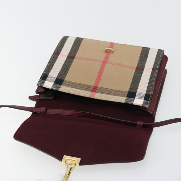 BURBERRY Nova Check Shoulder Bag Canvas Beige Gold Auth 179304