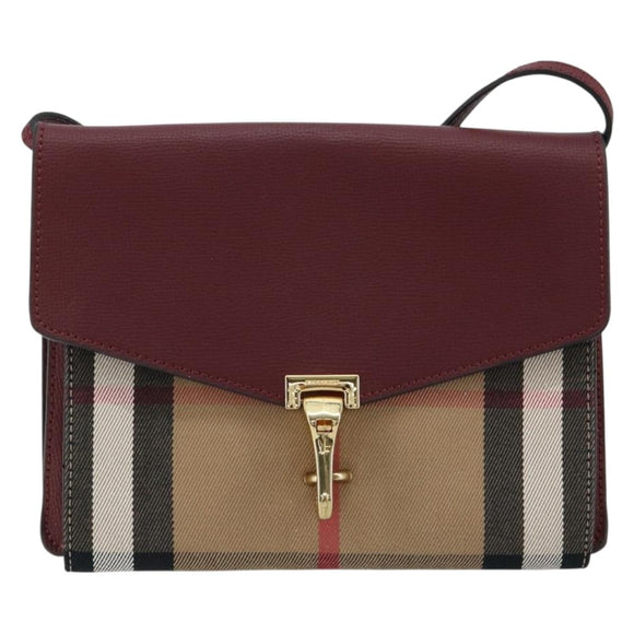 BURBERRY Nova Check Shoulder Bag Canvas Beige Gold Auth 179304