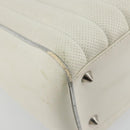 Christian Dior Hand Bag Leather White Silver Auth 179305-13