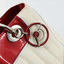 Christian Dior Hand Bag Leather White Silver Auth 179305-14