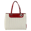 Christian Dior Hand Bag Leather White Silver Auth 179305-3