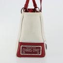 Christian Dior Hand Bag Leather White Silver Auth 179305-4