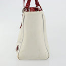 Christian Dior Hand Bag Leather White Silver Auth 179305-5