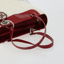 Christian Dior Hand Bag Leather White Silver Auth 179305-7