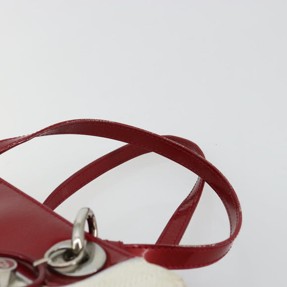 Christian Dior Hand Bag Leather White Silver Auth 179305