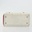 Christian Dior Hand Bag Leather White Silver Auth 179305-9