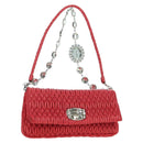 Miu Miu Matelasse Chain Shoulder Bag Leather Red Silver Auth 179306M-1