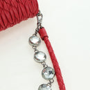 Miu Miu Matelasse Chain Shoulder Bag Leather Red Silver Auth 179306M-11
