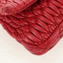 Miu Miu Matelasse Chain Shoulder Bag Leather Red Silver Auth 179306M-14