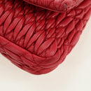 Miu Miu Matelasse Chain Shoulder Bag Leather Red Silver Auth 179306M-15