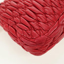 Miu Miu Matelasse Chain Shoulder Bag Leather Red Silver Auth 179306M-16