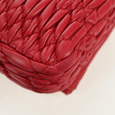 Miu Miu Matelasse Chain Shoulder Bag Leather Red Silver Auth 179306M-17
