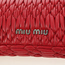 Miu Miu Matelasse Chain Shoulder Bag Leather Red Silver Auth 179306M-18