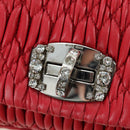 Miu Miu Matelasse Chain Shoulder Bag Leather Red Silver Auth 179306M-19