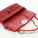 Miu Miu Matelasse Chain Shoulder Bag Leather Red Silver Auth 179306M-20