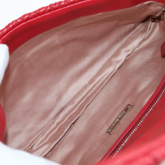 Miu Miu Matelasse Chain Shoulder Bag Leather Red Silver Auth 179306M