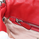 Miu Miu Matelasse Chain Shoulder Bag Leather Red Silver Auth 179306M-26