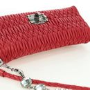 Miu Miu Matelasse Chain Shoulder Bag Leather Red Silver Auth 179306M-6