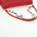 Miu Miu Matelasse Chain Shoulder Bag Leather Red Silver Auth 179306M-7