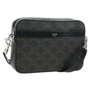 CELINE Triomphe Shoulder Bag PVC Leather Black Silver Auth 179311M-1