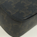 CELINE Triomphe Shoulder Bag PVC Leather Black Silver Auth 179311M-15