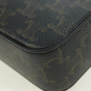 CELINE Triomphe Shoulder Bag PVC Leather Black Silver Auth 179311M-16