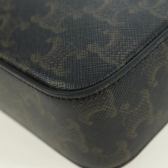 CELINE Triomphe Shoulder Bag PVC Leather Black Silver Auth 179311M