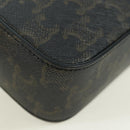 CELINE Triomphe Shoulder Bag PVC Leather Black Silver Auth 179311M-17