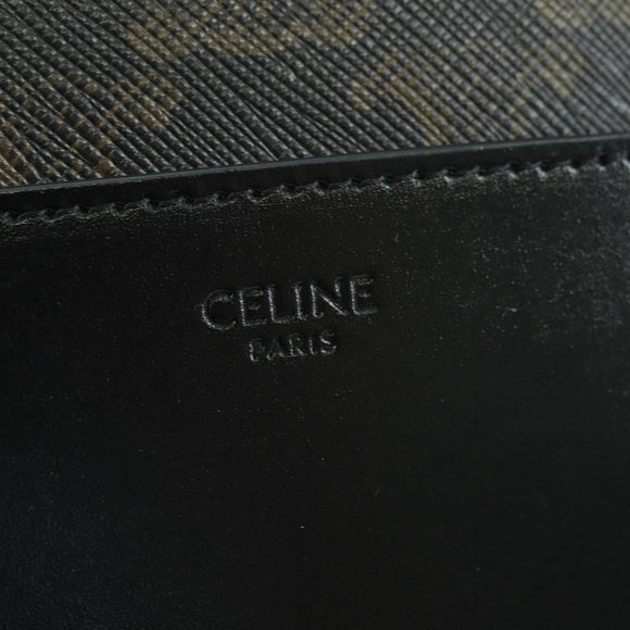 CELINE Triomphe Shoulder Bag PVC Leather Black Silver Auth 179311M
