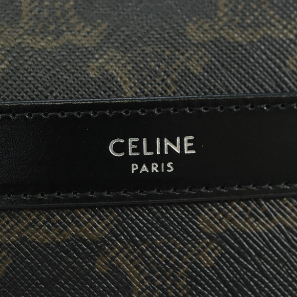 CELINE Triomphe Shoulder Bag PVC Leather Black Silver Auth 179311M
