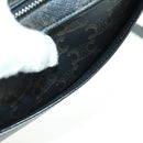 CELINE Triomphe Shoulder Bag PVC Leather Black Silver Auth 179311M-22