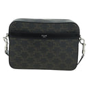 CELINE Triomphe Shoulder Bag PVC Leather Black Silver Auth 179311M-13