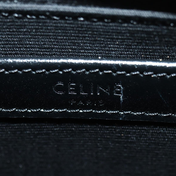 CELINE Triomphe Shoulder Bag PVC Leather Black Silver Auth 179311M