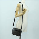 CELINE Triomphe Shoulder Bag PVC Leather Black Silver Auth 179311M-27