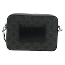 CELINE Triomphe Shoulder Bag PVC Leather Black Silver Auth 179311M-2
