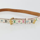 LOUIS VUITTON Monogram Multicolor Ceinture Care Gürtel Weiß M9272W LV Auth 179316-5