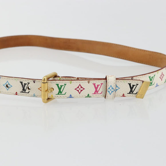 LOUIS VUITTON Monogram Multicolor Ceinture Care Gürtel Weiß M9272W LV Auth 179316