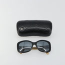 CHANEL COCO Mark Sunglasses plastic Beige Black CC Auth 179322-12