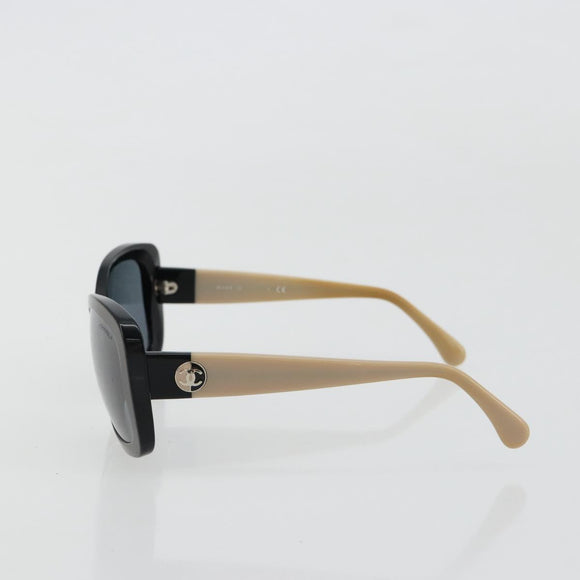 CHANEL COCO Mark Sunglasses plastic Beige Black CC Auth 179322