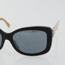 CHANEL COCO Mark Sunglasses plastic Beige Black CC Auth 179322-7