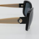 CHANEL COCO Mark Sunglasses plastic Beige Black CC Auth 179322-8