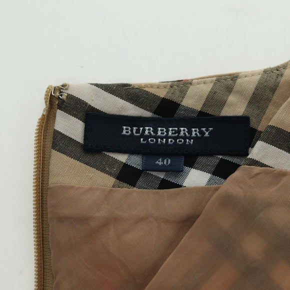 BURBERRY One Piece Nova Check Linen Rayon Beige Auth 179324A