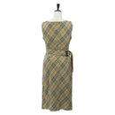 BURBERRY One Piece Nova Check Linen Rayon Beige Auth 179324A-2