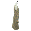 BURBERRY One Piece Nova Check Linen Rayon Beige Auth 179324A-4