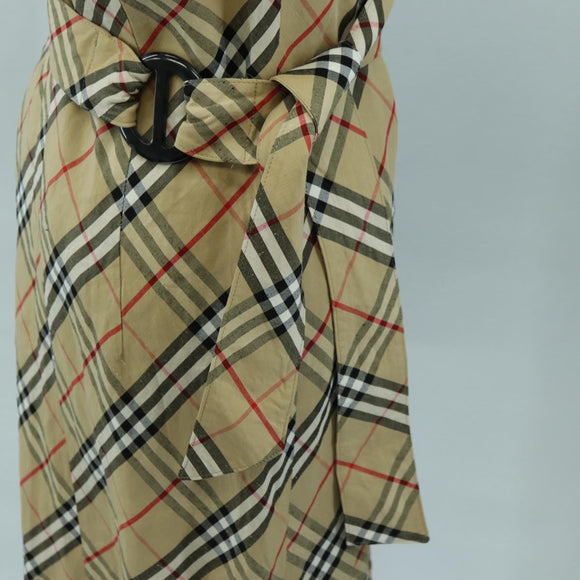 BURBERRY One Piece Nova Check Linen Rayon Beige Auth 179324A