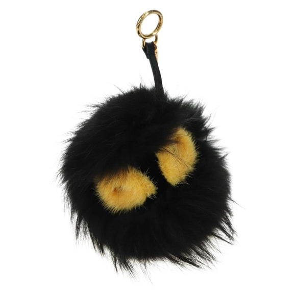 FENDI Bag bugs Key Holder Fur Black Auth 179326M