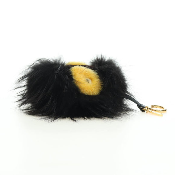 FENDI Bag bugs Key Holder Fur Black Auth 179326M
