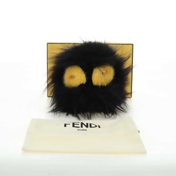FENDI Bag bugs Key Holder Fur Black Auth 179326M