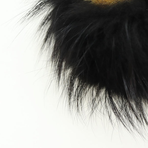 FENDI Bag bugs Key Holder Fur Black Auth 179326M